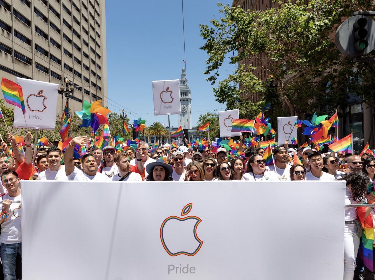 Tim Cook marching at San Francisco Pride 2019 with thousands of Apple employees – tech leadership in the streets