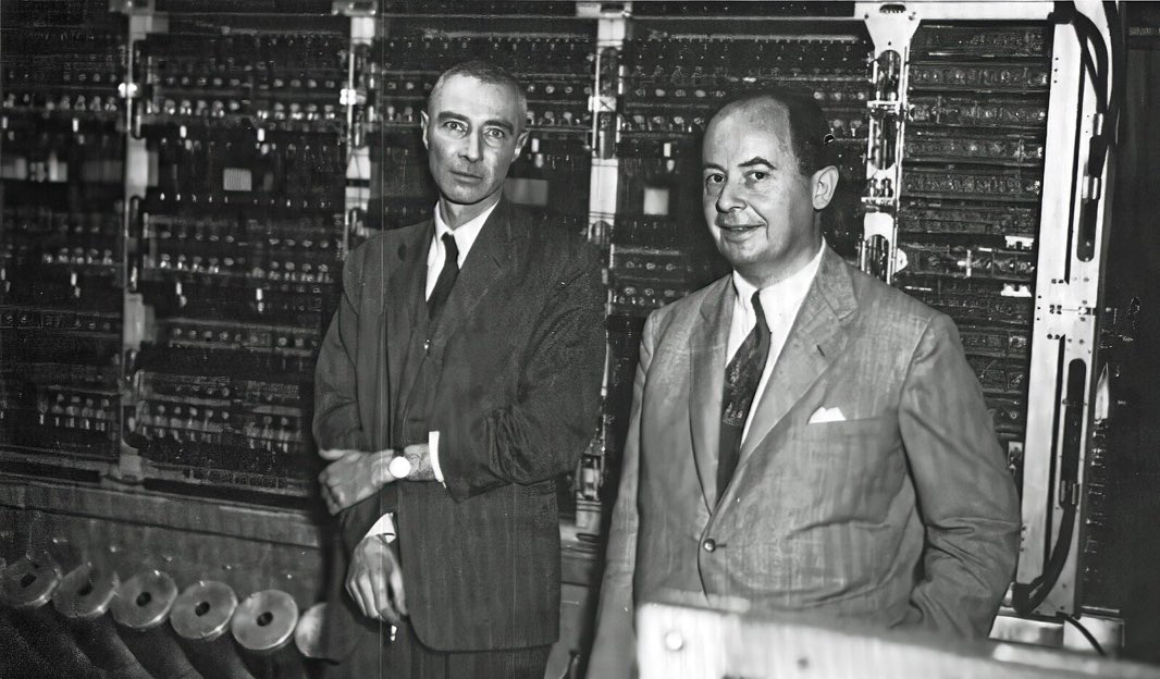 Robert Oppenheimer (physicist + father of the atomic bomb) and John von Neumann (mathematician, physicist, computer scientist)