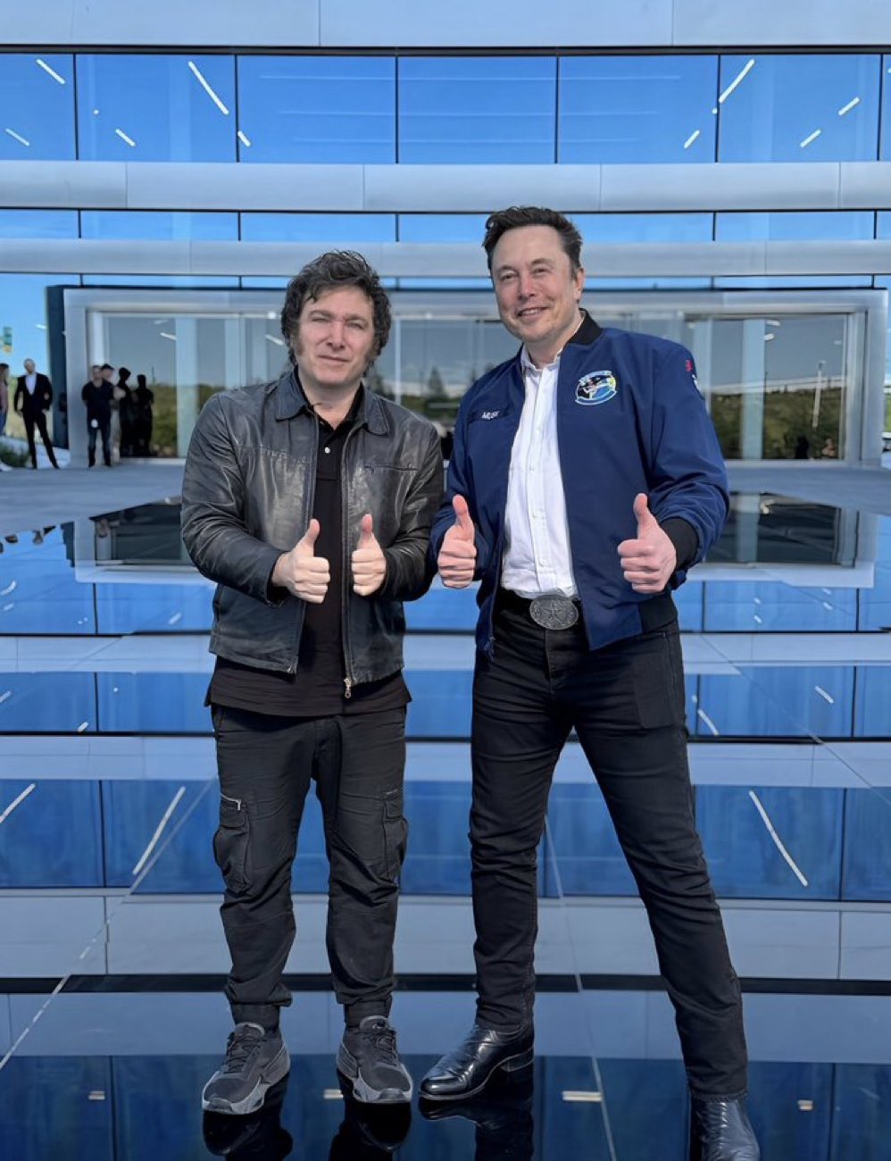 Javier Milei (anarcho-capitalist president of Argentina) and Elon Musk (SpaceX + OpenAI + Tesla + Neuralink + Paypal)
