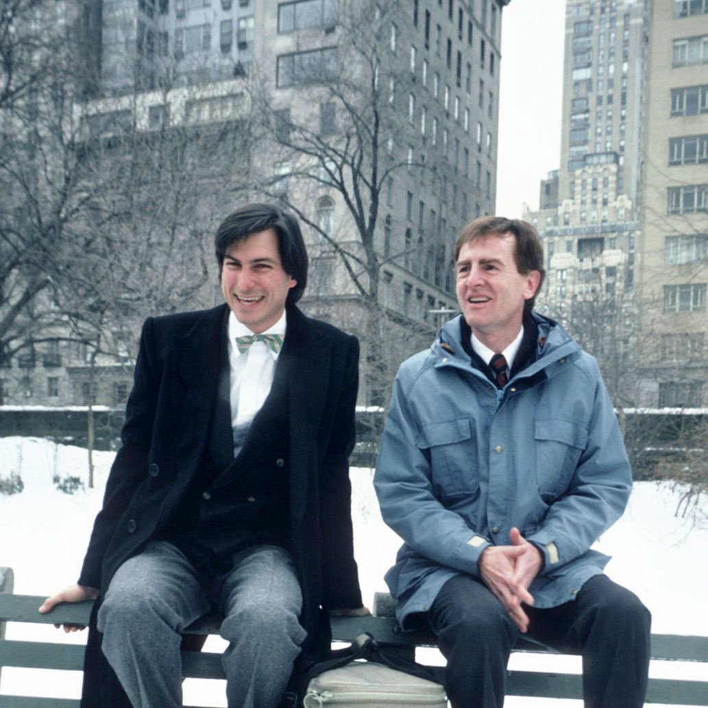 Steve Jobs (co-founder of Apple) and John Sculley before Sculley organized the Apple coup d'état resulting in Jobs' resignation